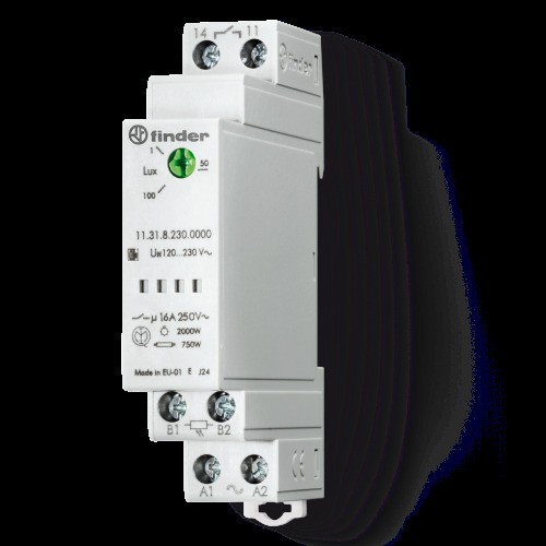 Фото-реле; 1NO; 16A; 110-230В AC; AgSnO2; 1-100 лк; ON/OFF 15/30с; модульне; 17.5мм; датчик 011.02 (IP54)