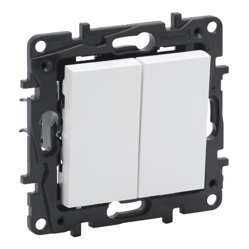 NILOE STEP Вимикач двоклавішний 10А автоматичні клеми колір Білий