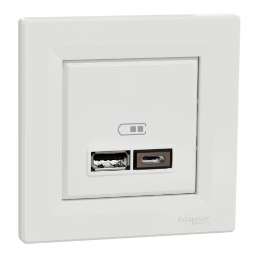 Asfora - double USB charger 2.4 A - white