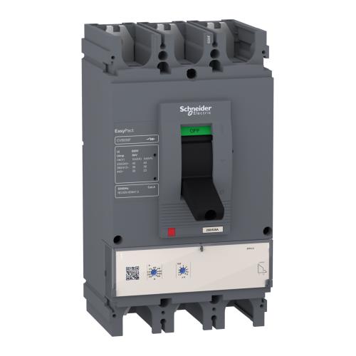 circuit breaker, EasyPact CVS630F, 36kA at 415VAC, 630A, ETS 2.3 electronic trip unit, 3P3d