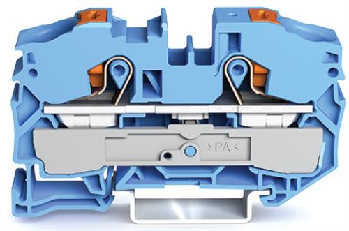 2-conductor through terminal block;with push-button;16 mm²;blue