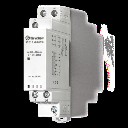 Реле контр. фаз; 1CO; 6A; 208-480В AC; 3фази; обрив/чергув. фаз; 0.5 с; модульне; 17.5мм