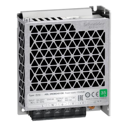 single phase power supply, 100...240V input, 24V DC output, 36W, 1,5A