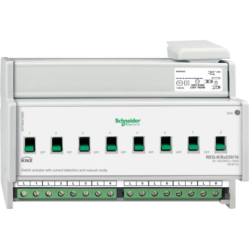 KNX АКТУАТОР ДЛЯ ВИМИКАЧА REG-K/8Х230/16, З РУЧНИМ РЕЖИМОМ І ВИЗНАЧЕННЯМ СТРУМУ, СВІТЛО-СІРИЙ